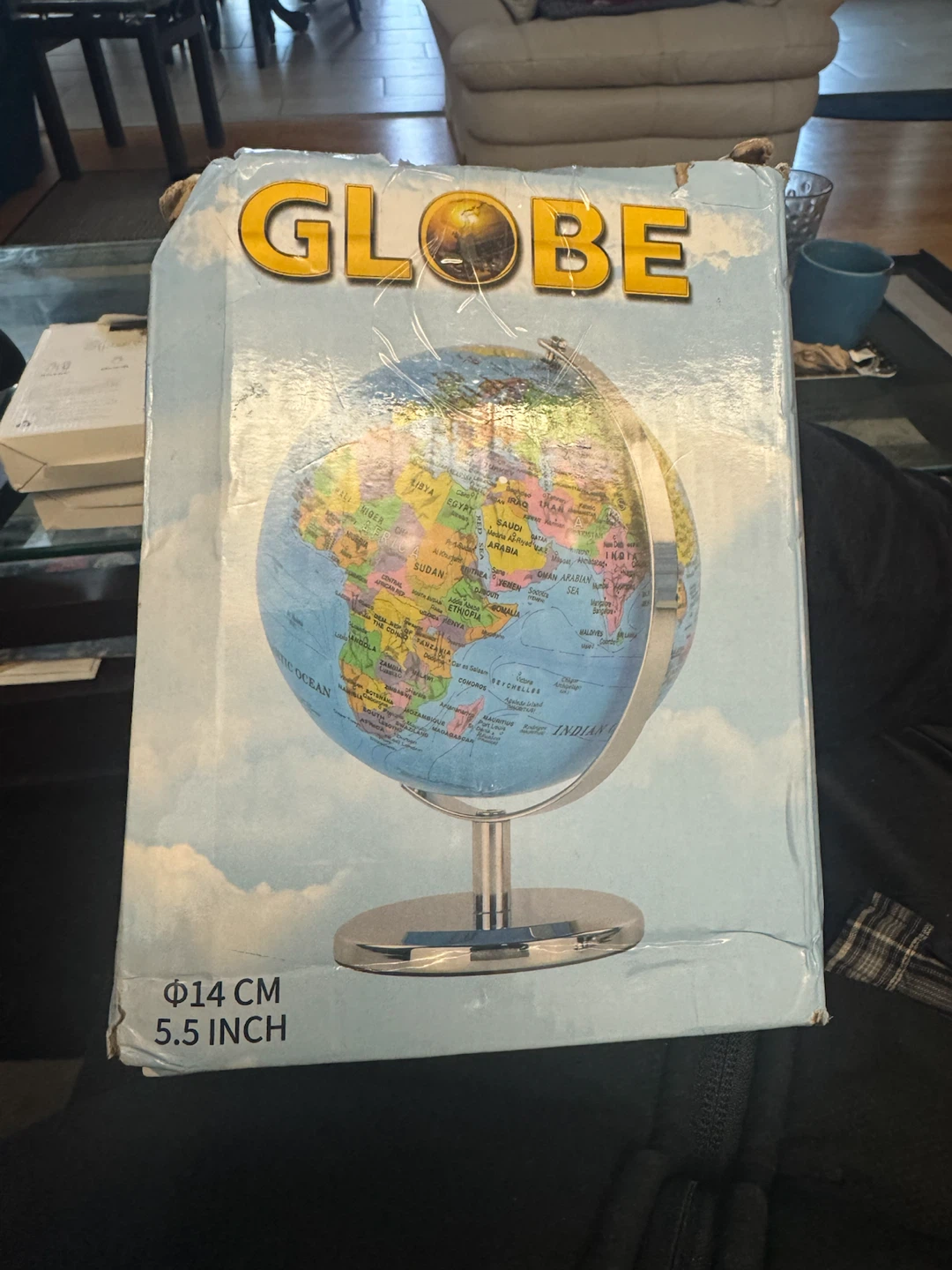 Desktop Globe 14cm Black and Gold