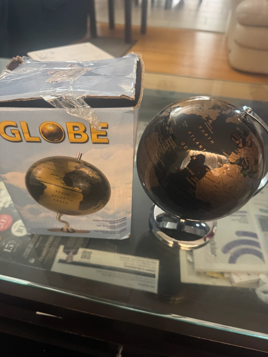 Desktop Globe 14cm Black and Gold - photo 3