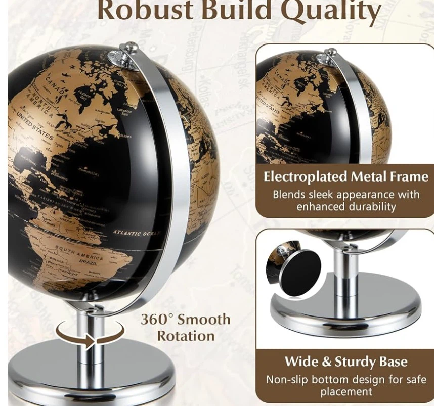 Desktop Globe 14cm Black and Gold - photo 5