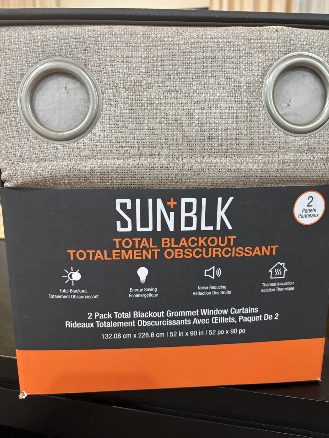 SUN+BLK Total Blackout Grommet Curtains - 2 Pack
