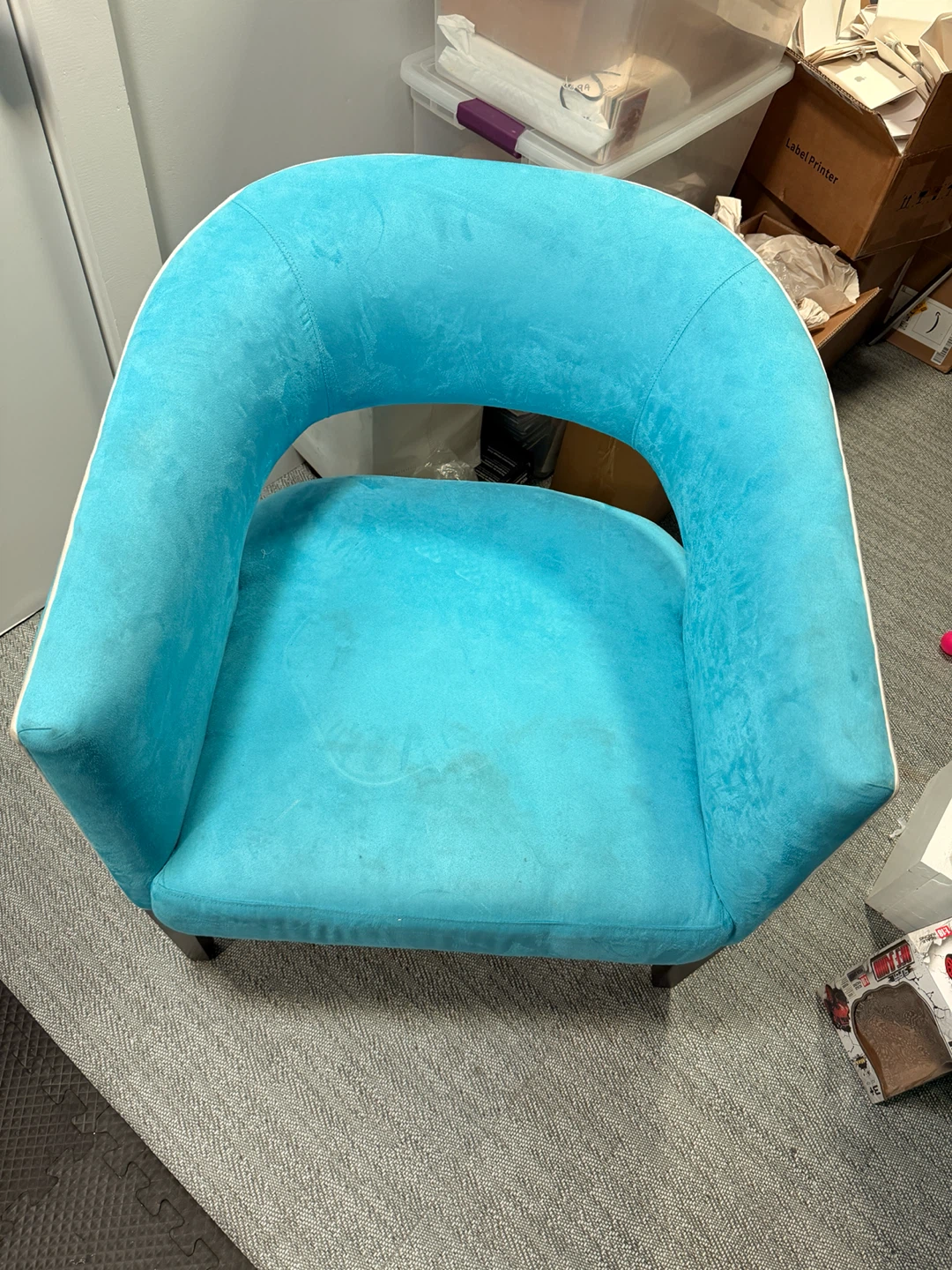 2 of Elegant office Velvet Bright Blue Accent Chair - photo 2