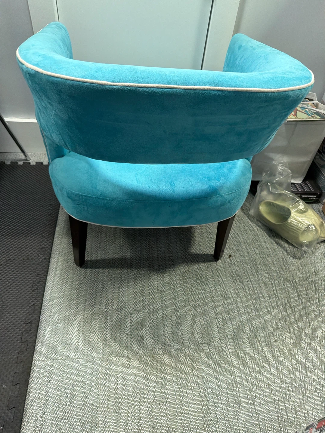 2 of Elegant office Velvet Bright Blue Accent Chair - photo 3