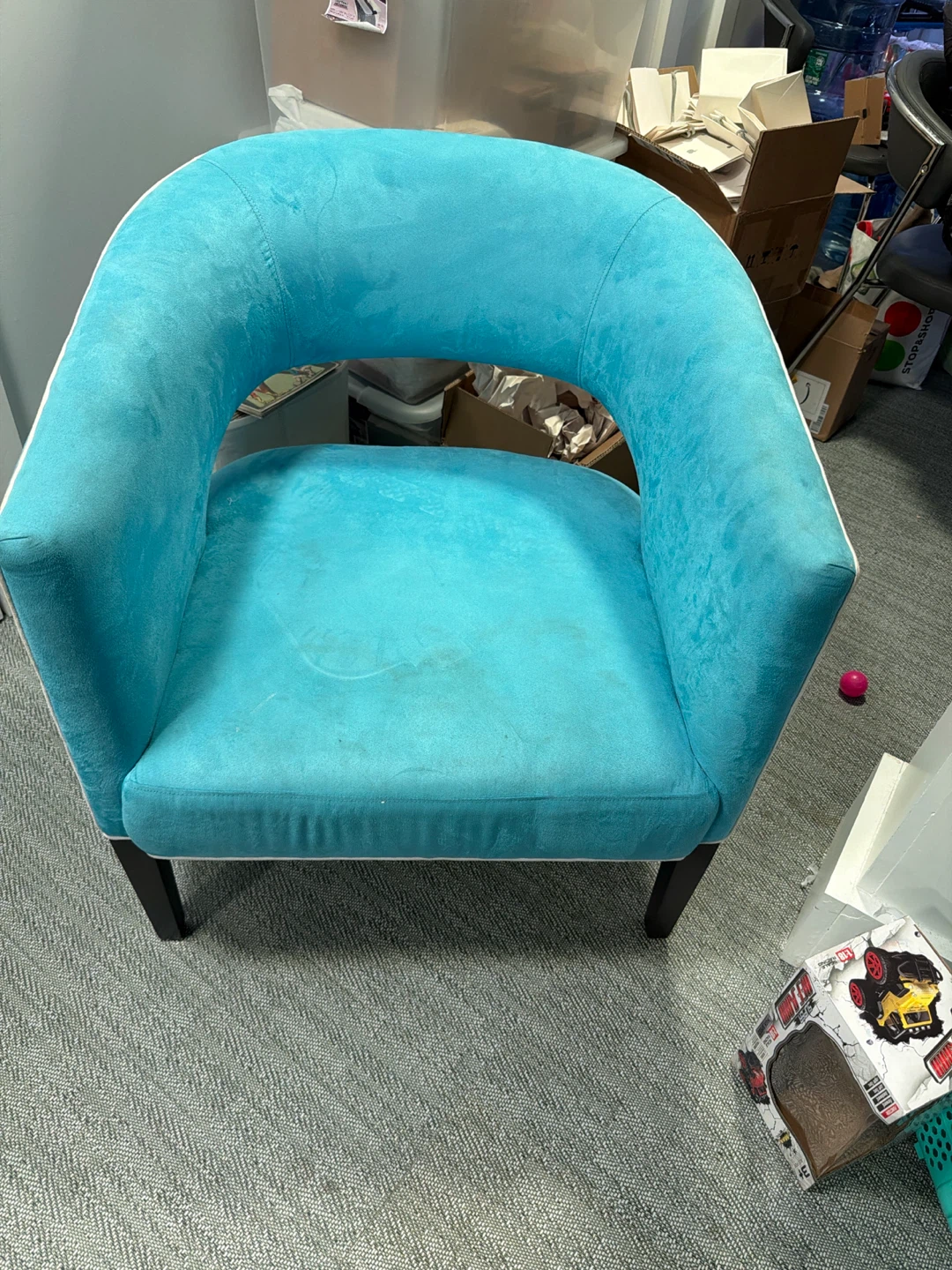 2 of Elegant office Velvet Bright Blue Accent Chair - photo 4