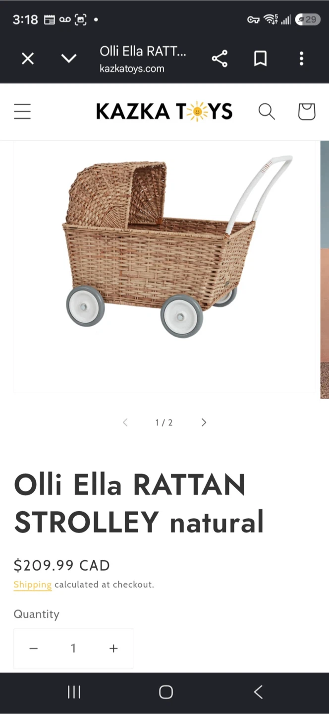 Olli Ella Rattan Strolley Natural