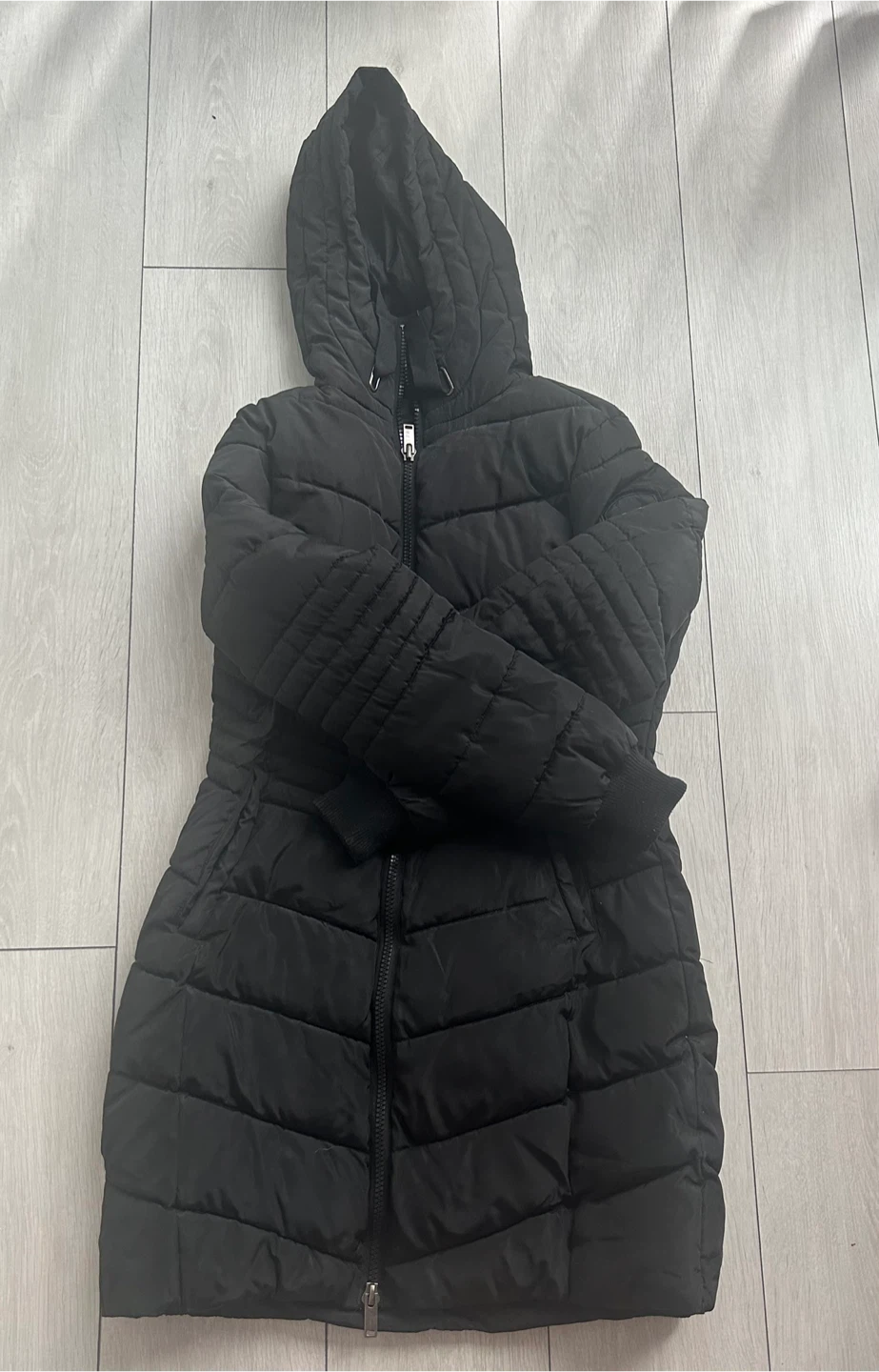Black Hooded Puffer Coat