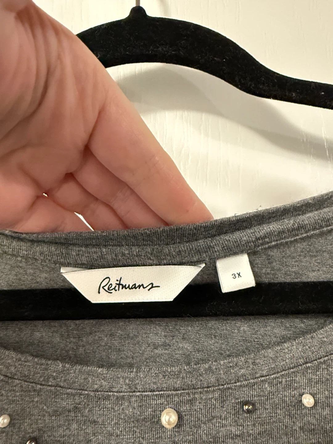 Reitmans Grey Embellished Short Sleeve Top - photo 4