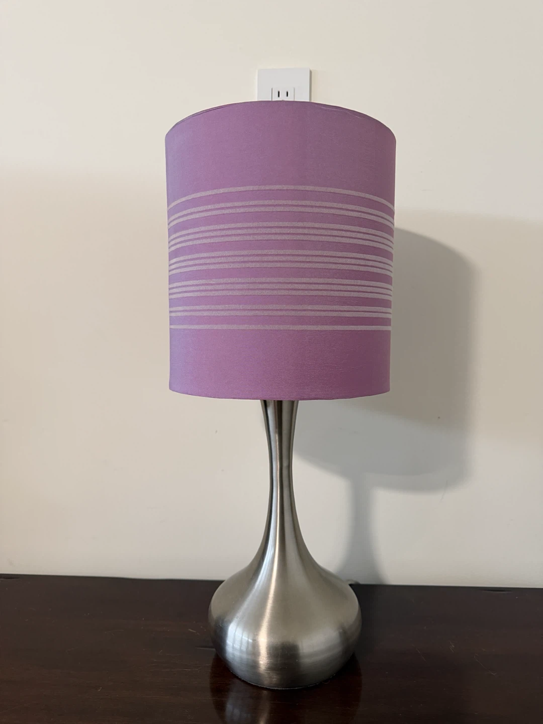 Table Lamp with Purple Striped Shade