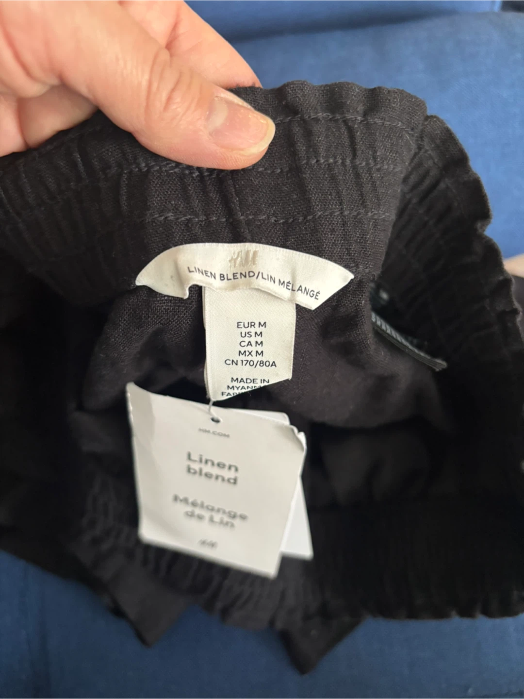 H&M Black Linen Blend Shorts