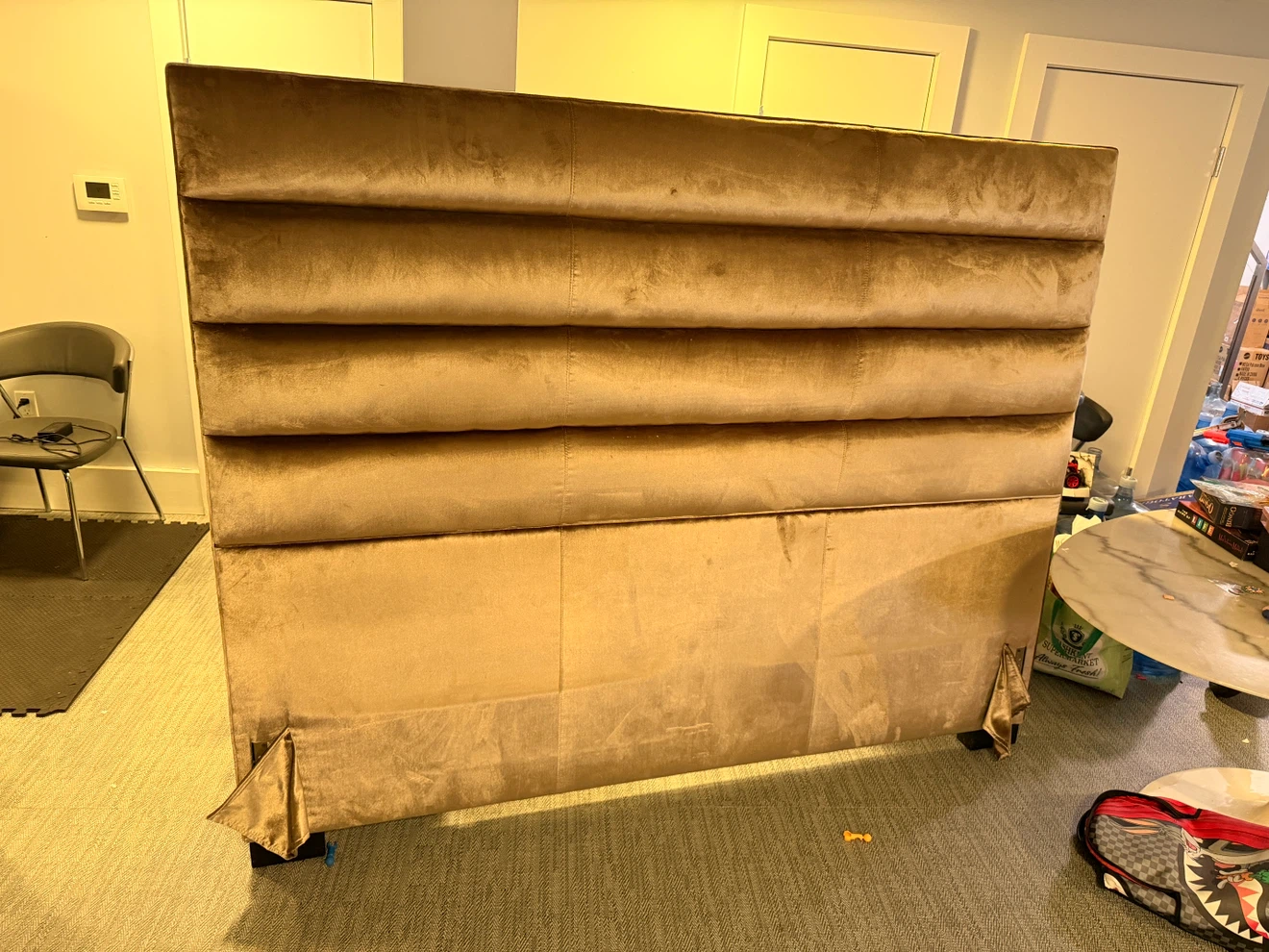 Velvet Upholstered Queen Size Headboard