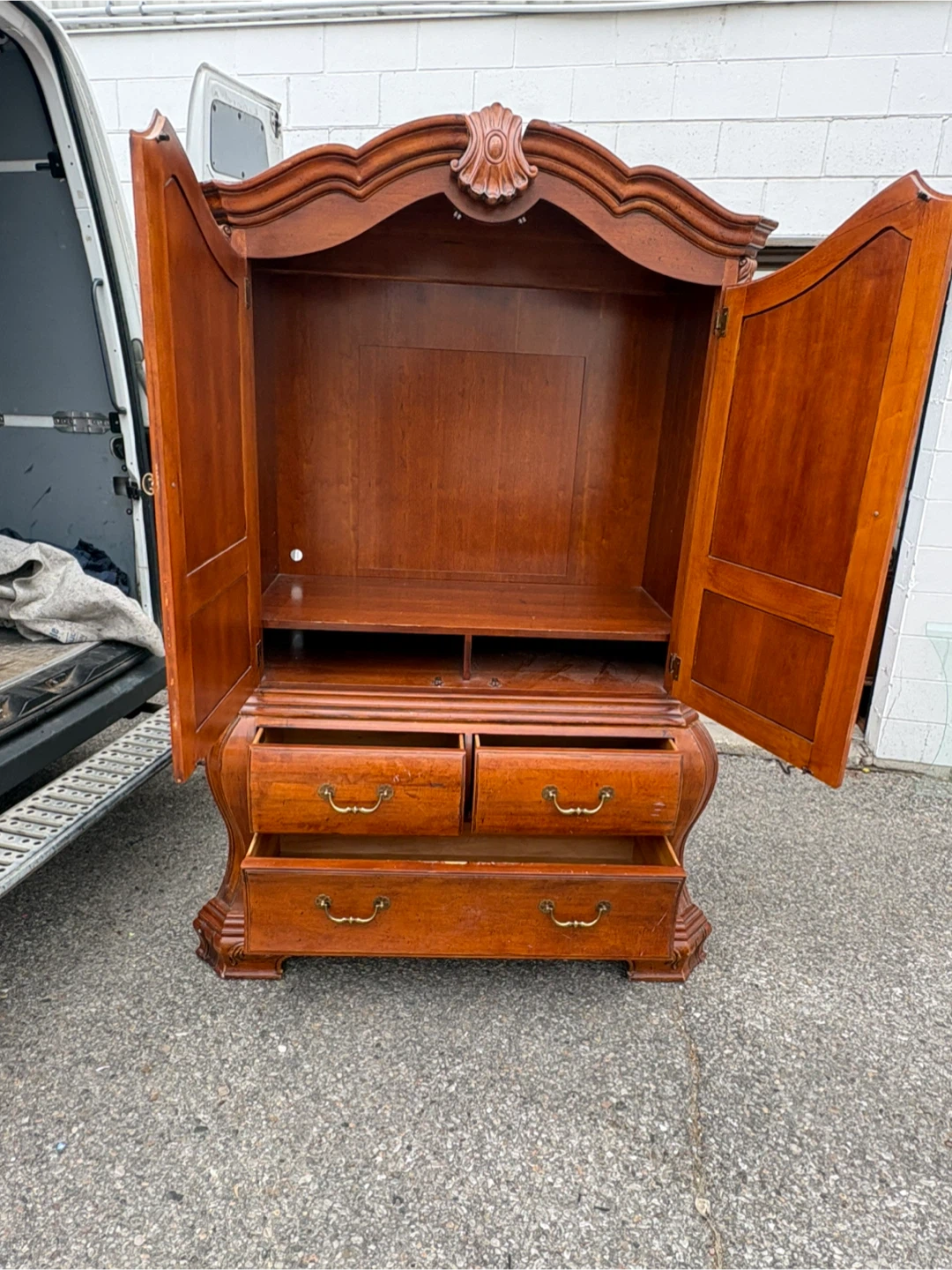 Free delivery used Traditional Solid Wood Armoire with Drawers - photo 5