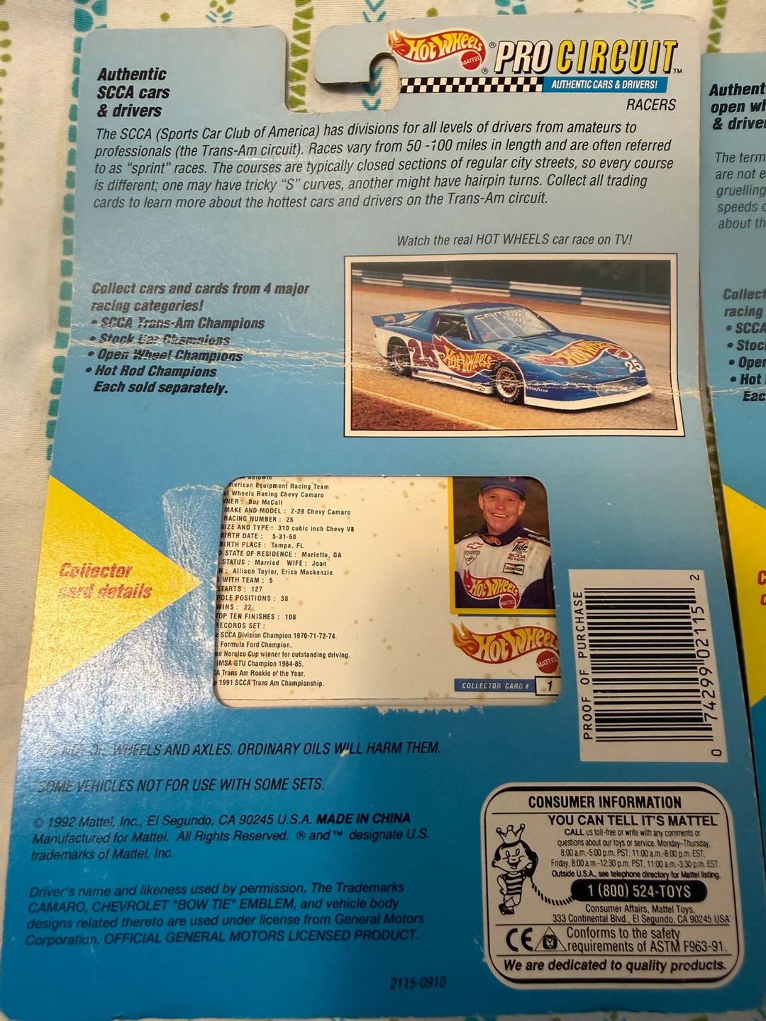 2 Vintage 1992 Hot Wheels Pro Circuit Die-Cast Cars - photo 4