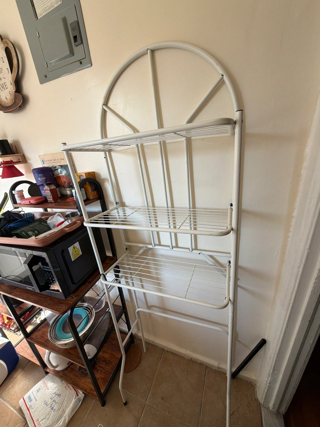 White Metal Three-Tier Bathroom Shelf Unit