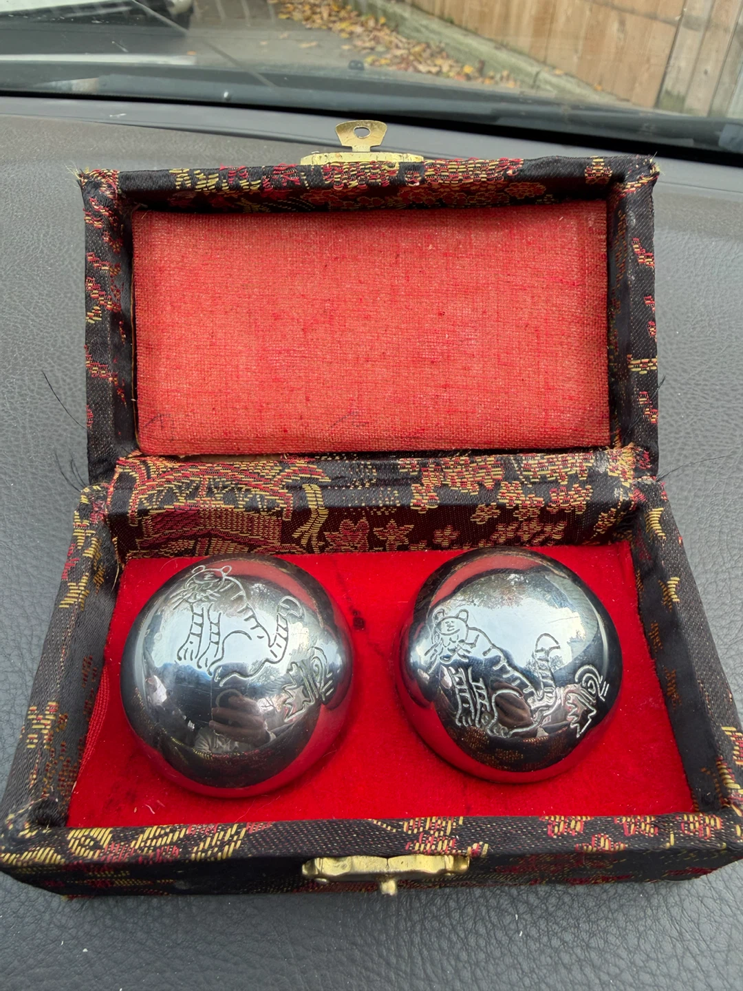 Chinese Baoding Health Balls with Tiger Engraving