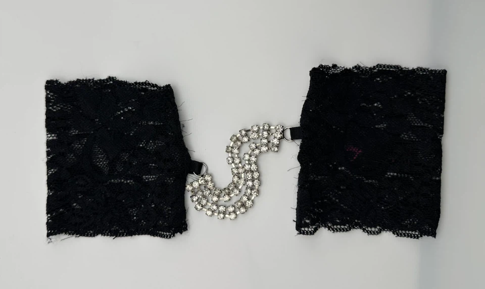 Dreamgirl Rhinestone Black Lace Handcuffs Accessory