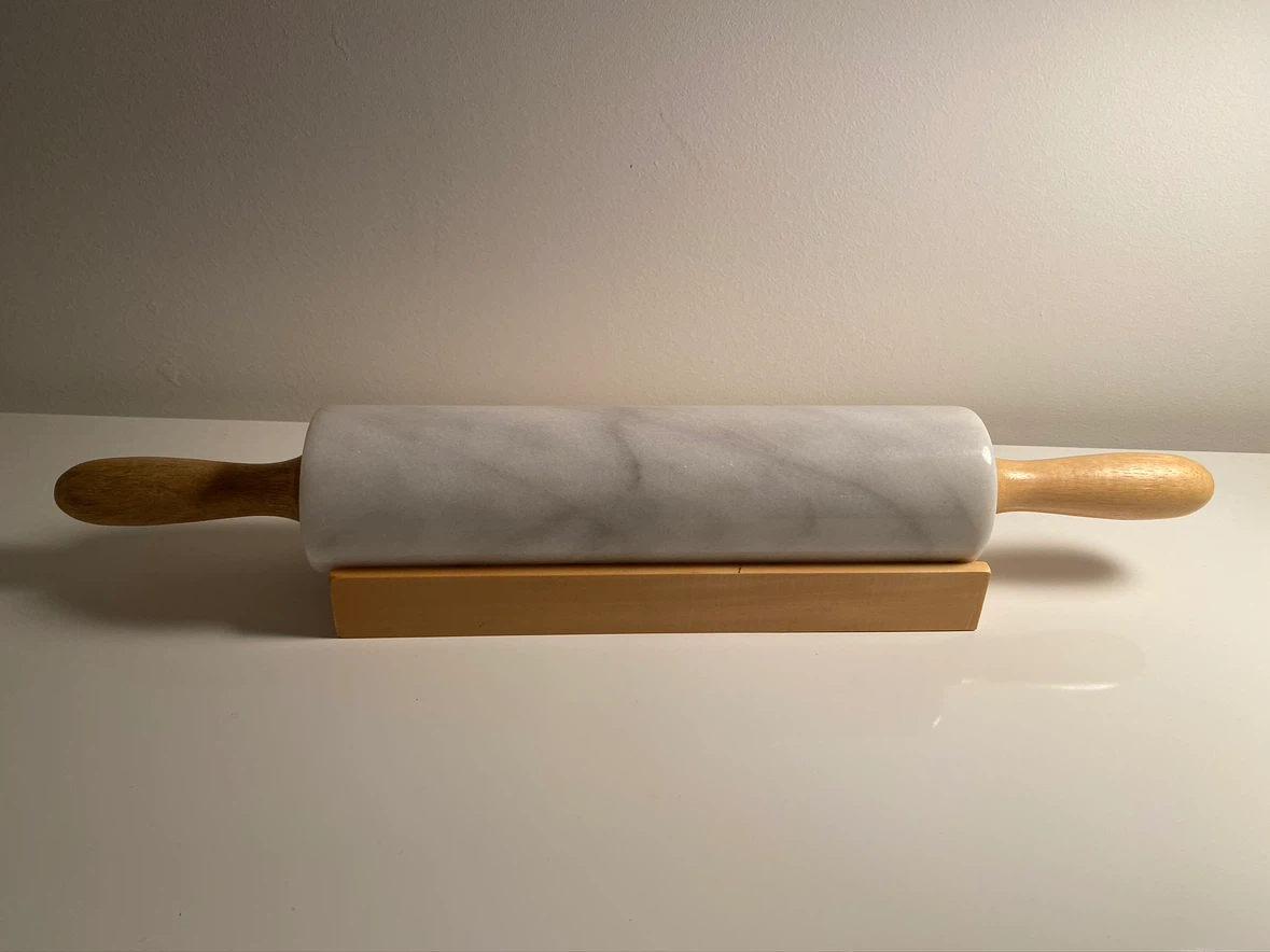 Marble Rolling Pin with Wood Stand
