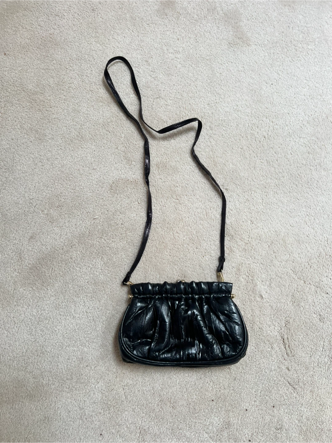 Leather of the Sea Black Crossbody Bag