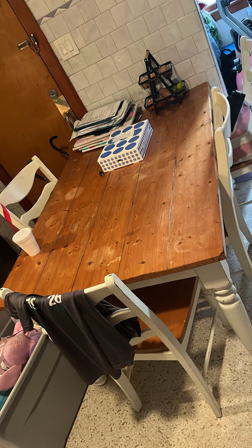 Rustic Farmhouse Wooden Dining Table with 4 Chairs - photo 2