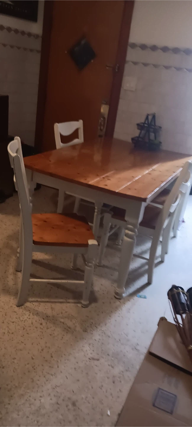 Rustic Farmhouse Wooden Dining Table with 4 Chairs - photo 3