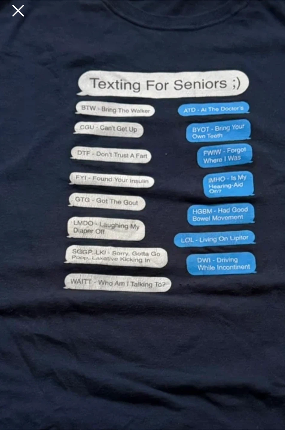 Texting For Seniors Novelty Graphic T-Shirt