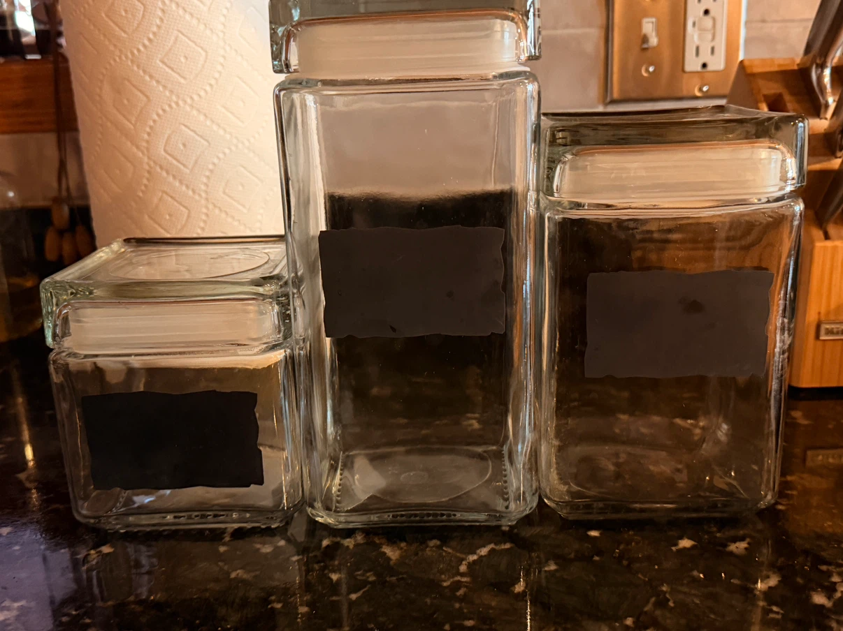 Set of 3 Square Glass Storage Jars with Lids