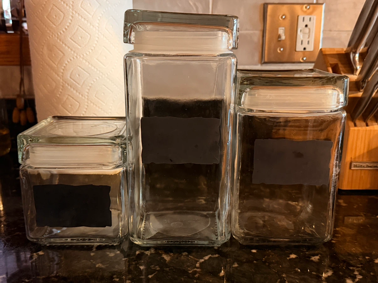 Set of 3 Square Glass Storage Jars with Lids - photo 2