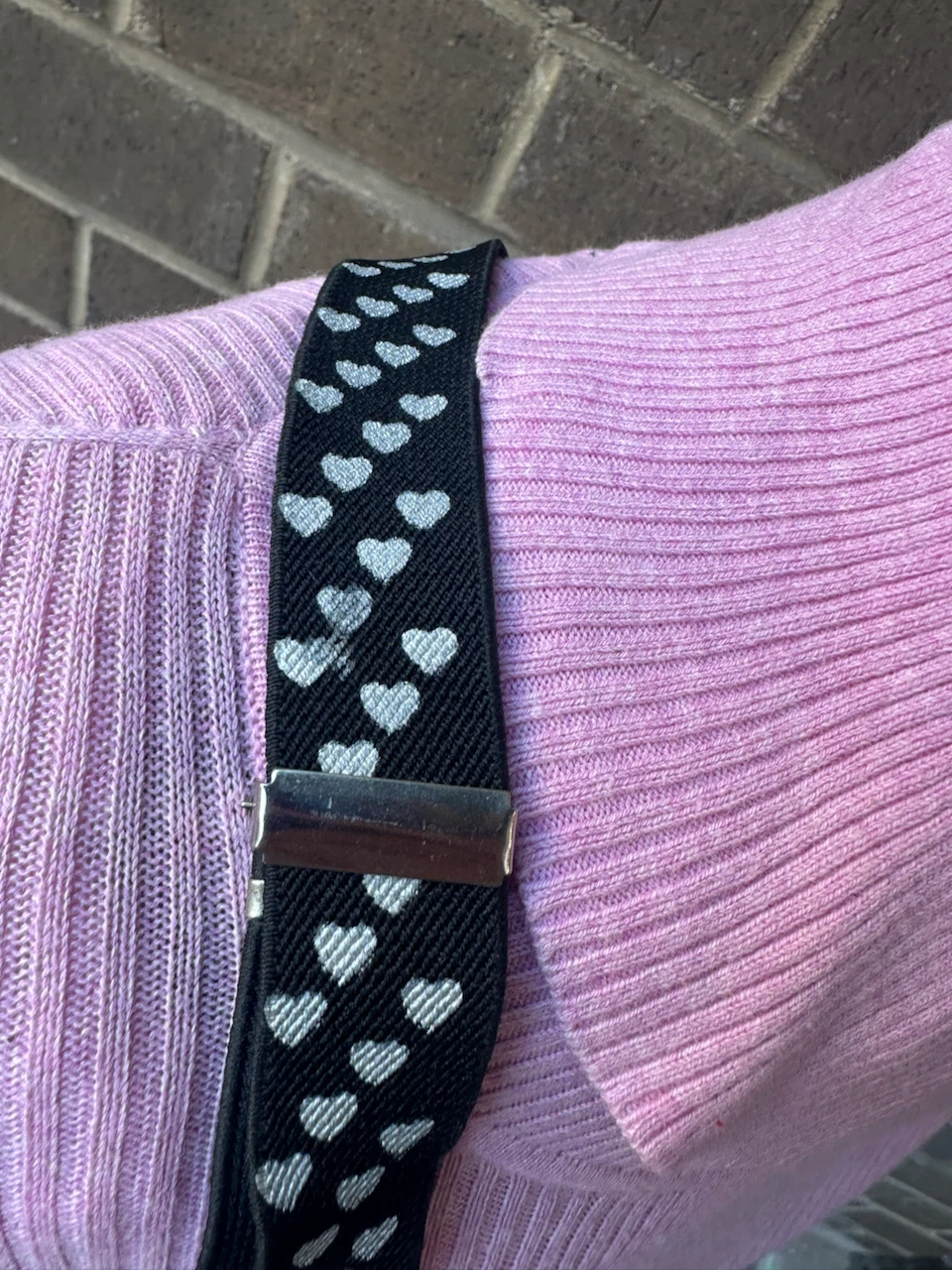 White Hearts Print Black Suspenders - photo 2