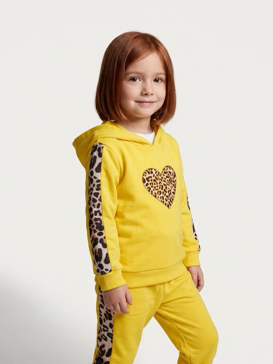 Yellow Leopard Print Hoodie and Jogger Set