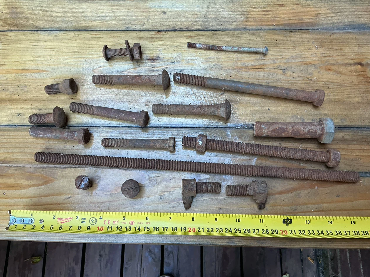 Assorted Vintage Hardware Bolts and Fasteners