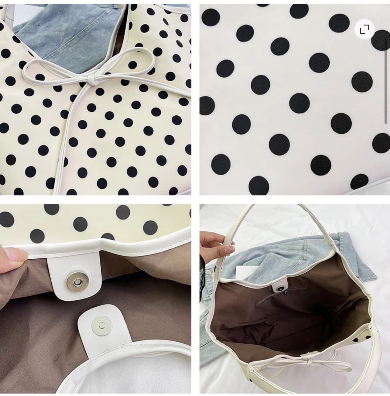 Polka Dot Shoulder Bag with Bow Detail - photo 3