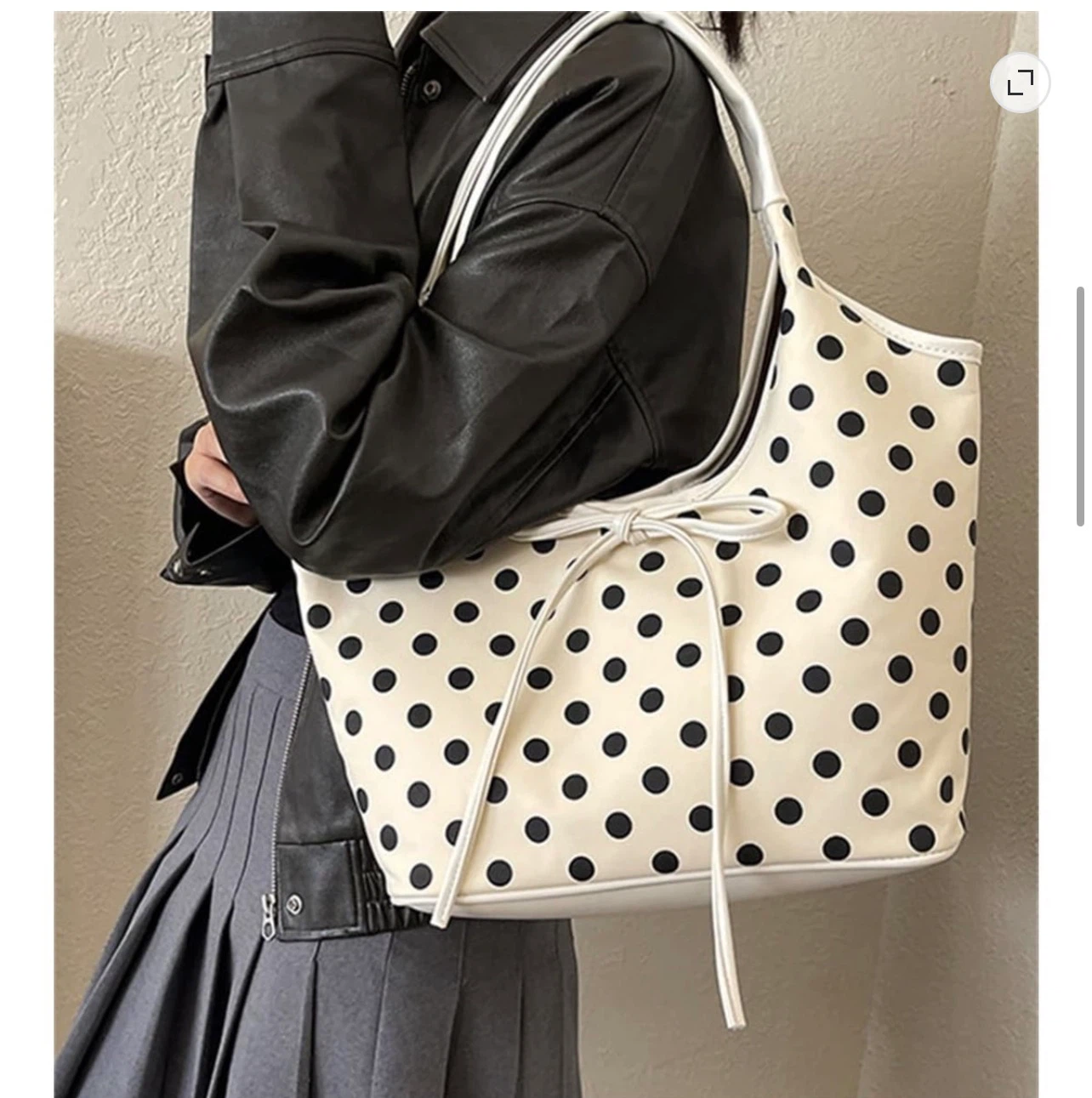 Polka Dot Shoulder Bag with Bow Detail - photo 4