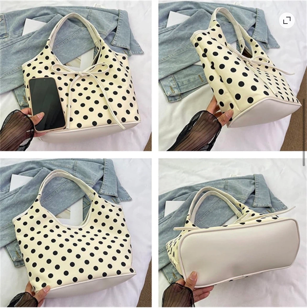 Polka Dot Shoulder Bag with Bow Detail - photo 5