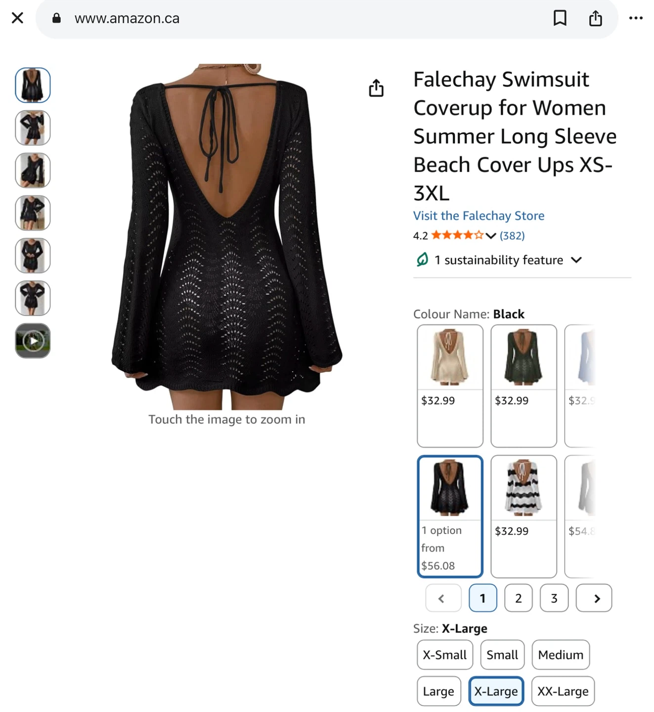New Crochet Swimsuit Coverup - Black, Size XL - photo 3
