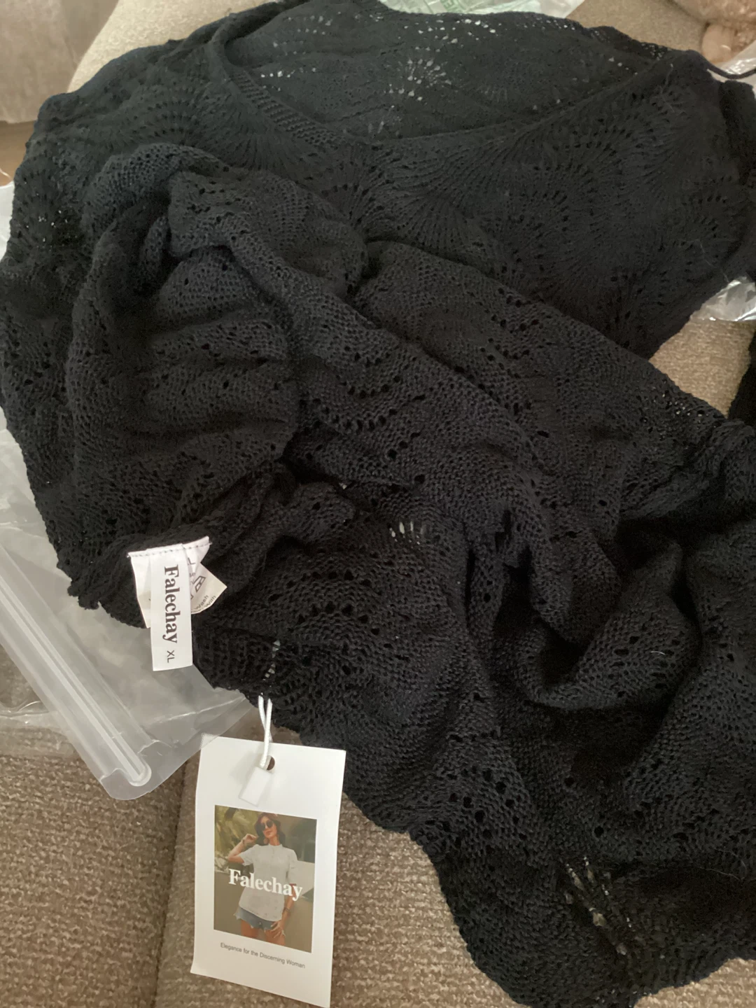 New Crochet Swimsuit Coverup - Black, Size XL - photo 2