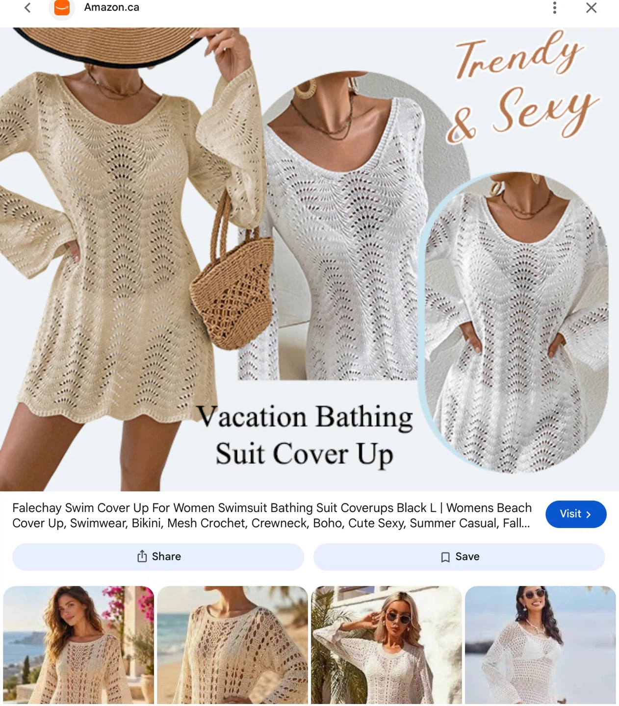 New Crochet Swimsuit Coverup - Black, Size XL - photo 5