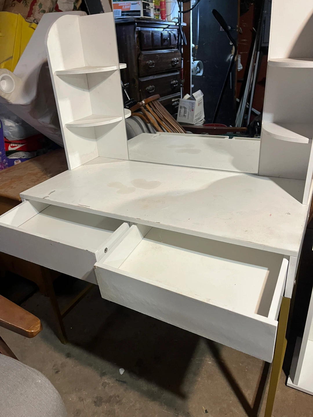 White Vanity Table with Mirror and Shelves - photo 3
