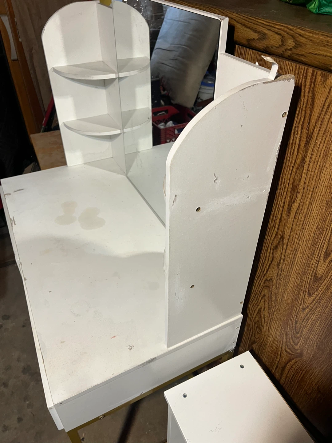 White Vanity Table with Mirror and Shelves - photo 4