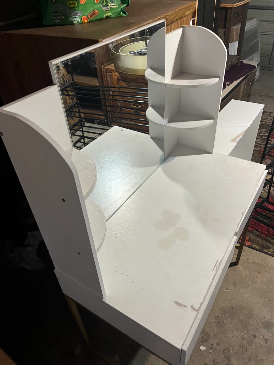 White Vanity Table with Mirror and Shelves - photo 5
