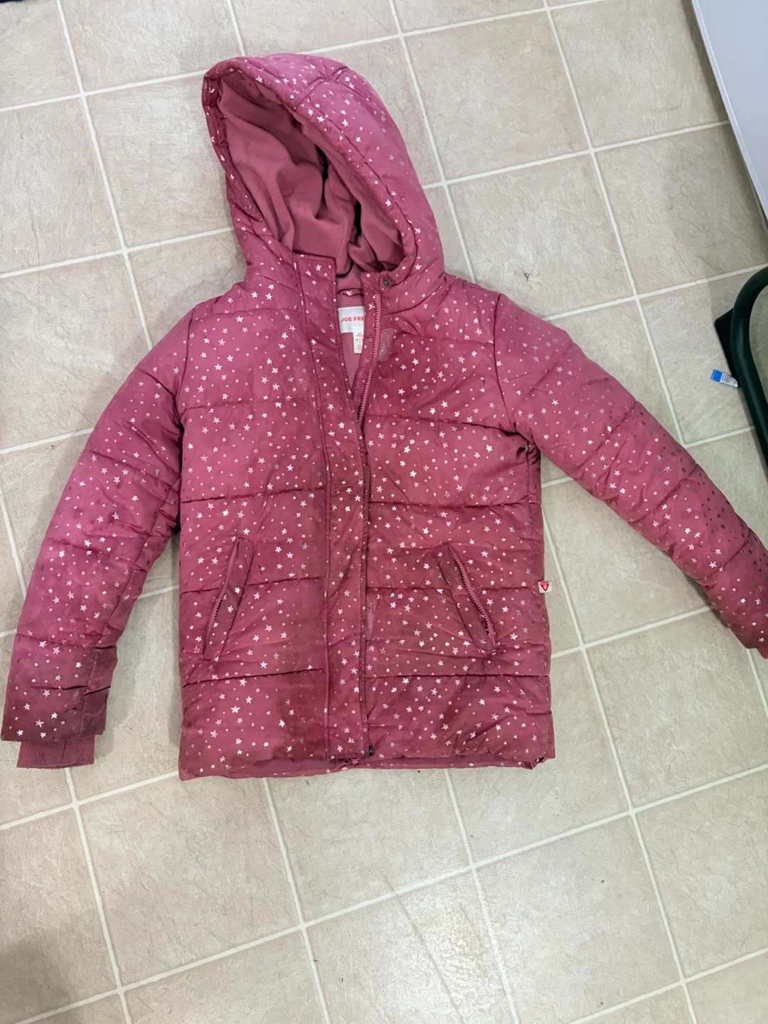 Joe Fresh Kids Puffer Jacket - Pink Star Print