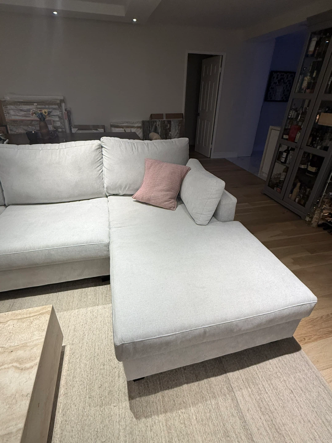 Light Grey Sectional Sofa with Chaise - photo 2