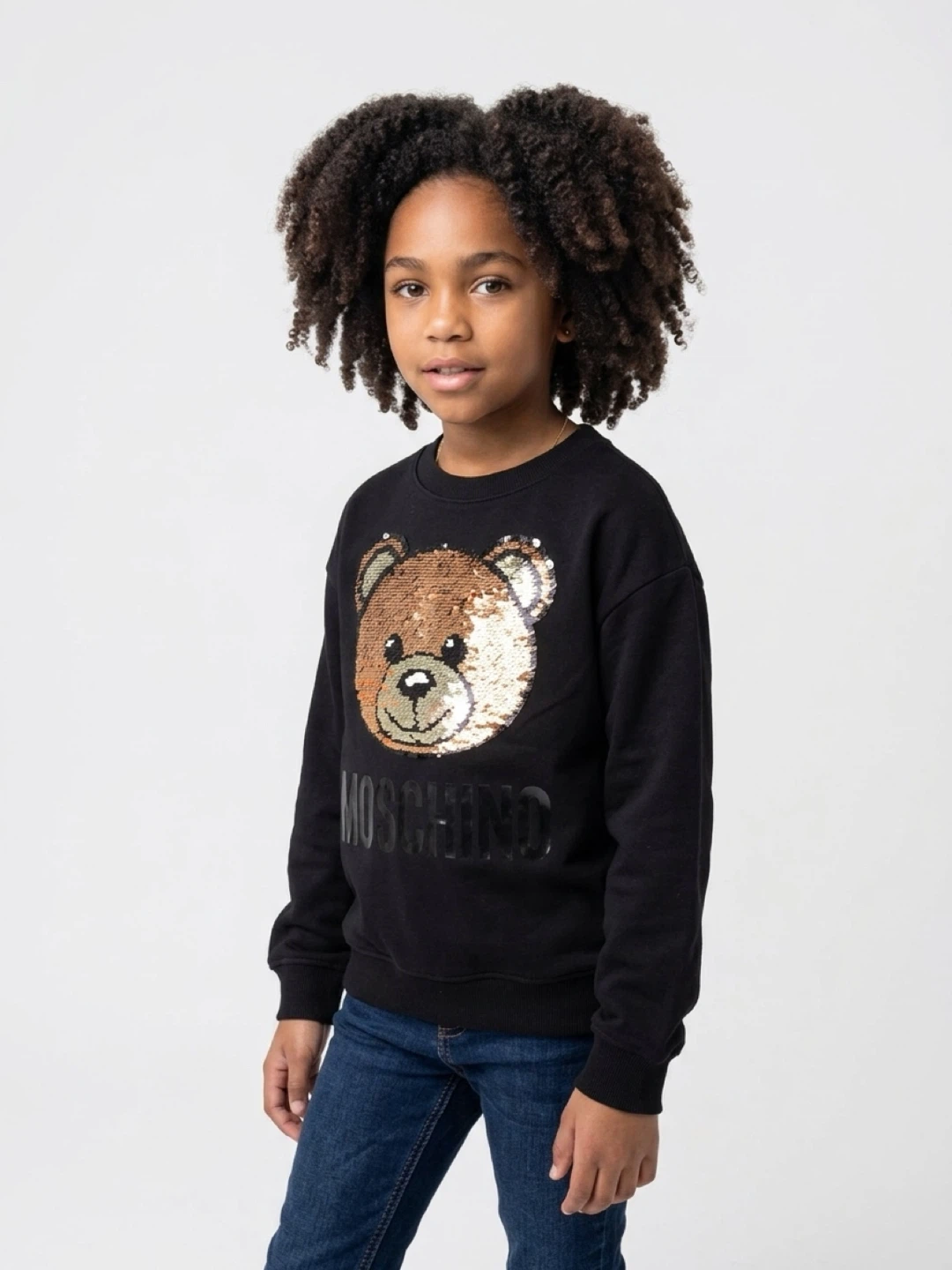 Moschino Black Sequin Bear Sweatshirt