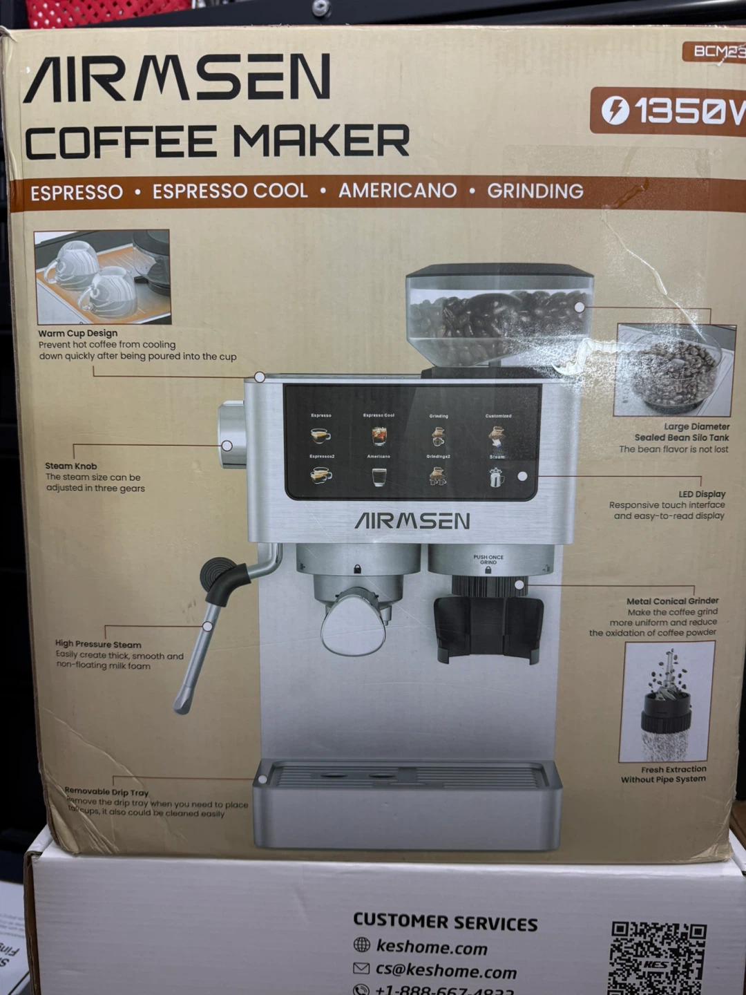 AIRMSEN Espresso Machine with Grinder, 20 Bar - photo 5