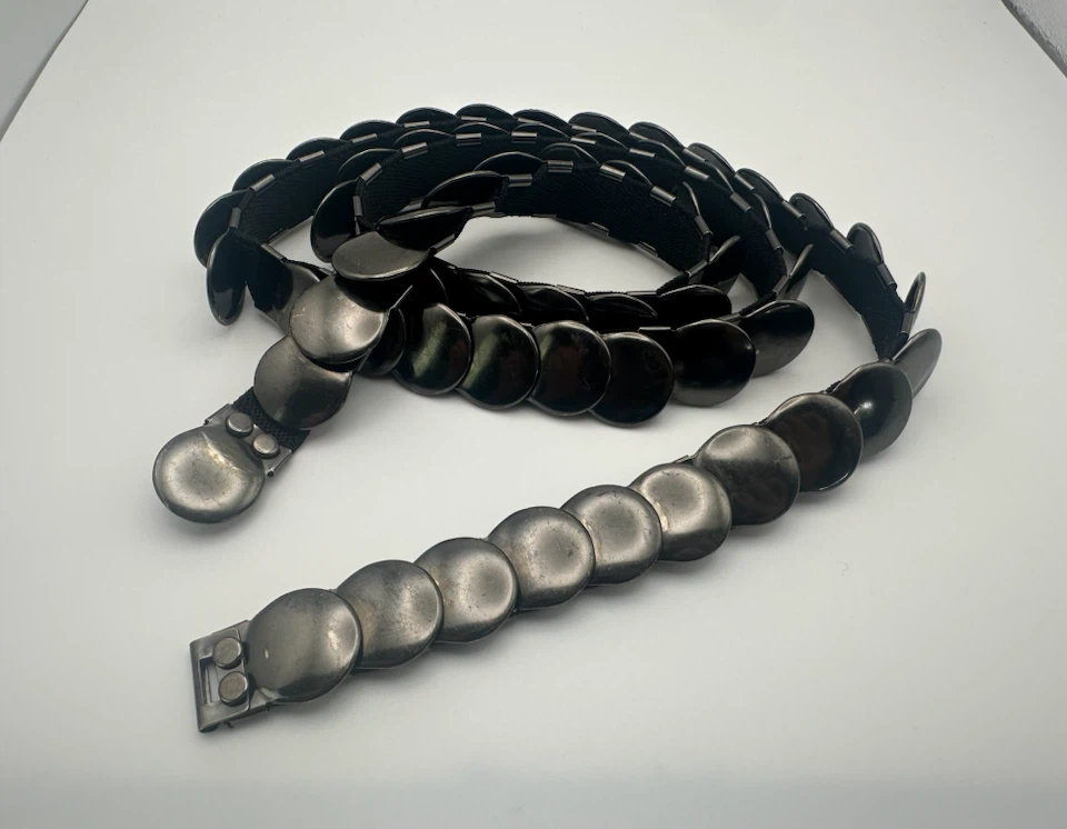 Black Elastic Metal Disc Waist Belt