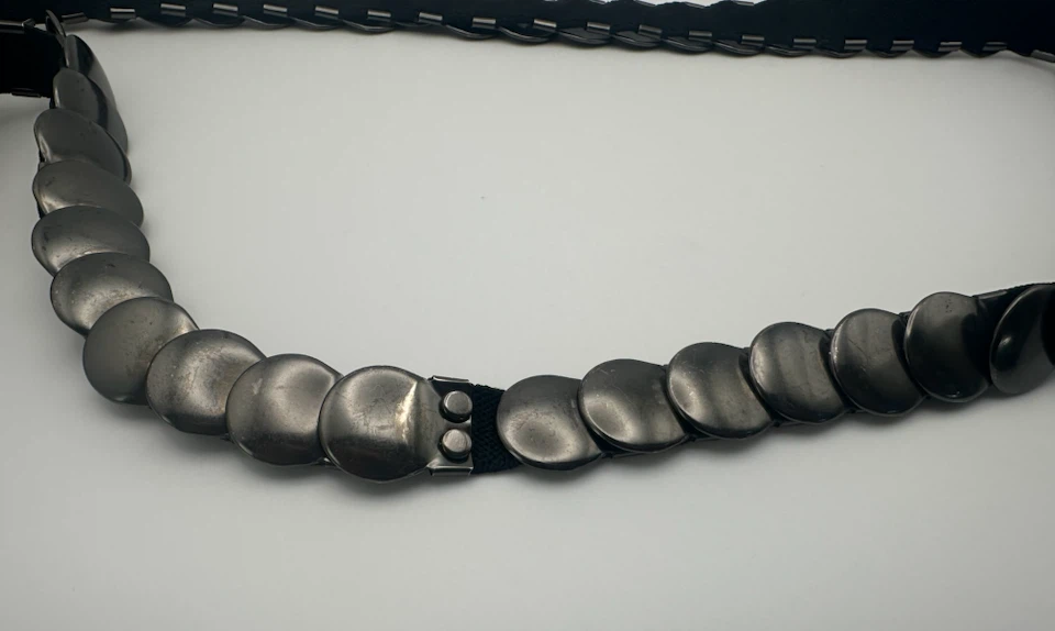 Black Elastic Metal Disc Waist Belt - photo 3