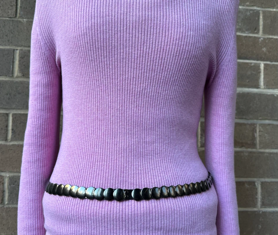 Black Elastic Metal Disc Waist Belt - photo 4