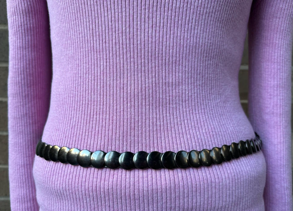 Black Elastic Metal Disc Waist Belt - photo 5