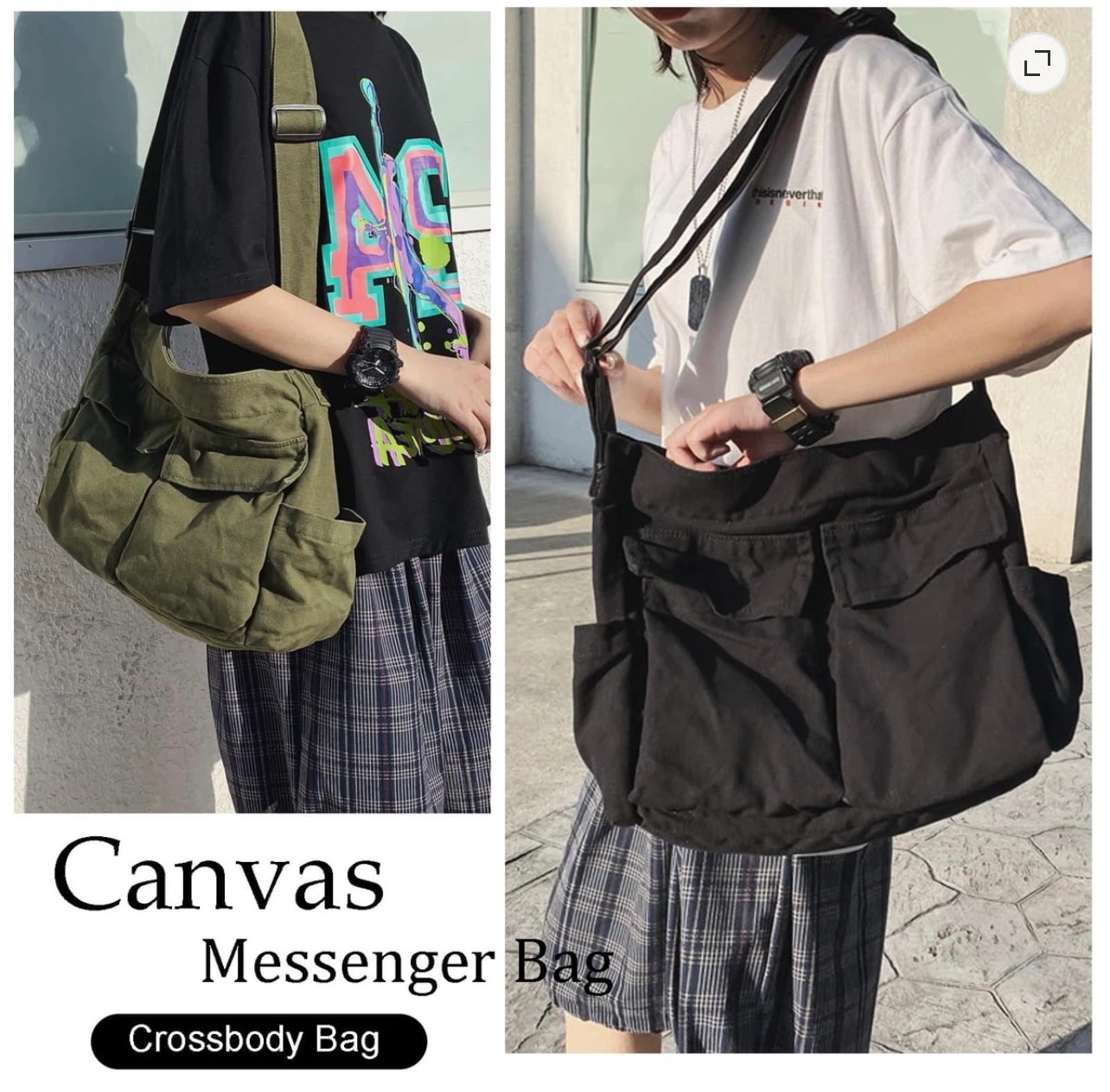 Canvas Crossbody Messenger Bag - photo 2