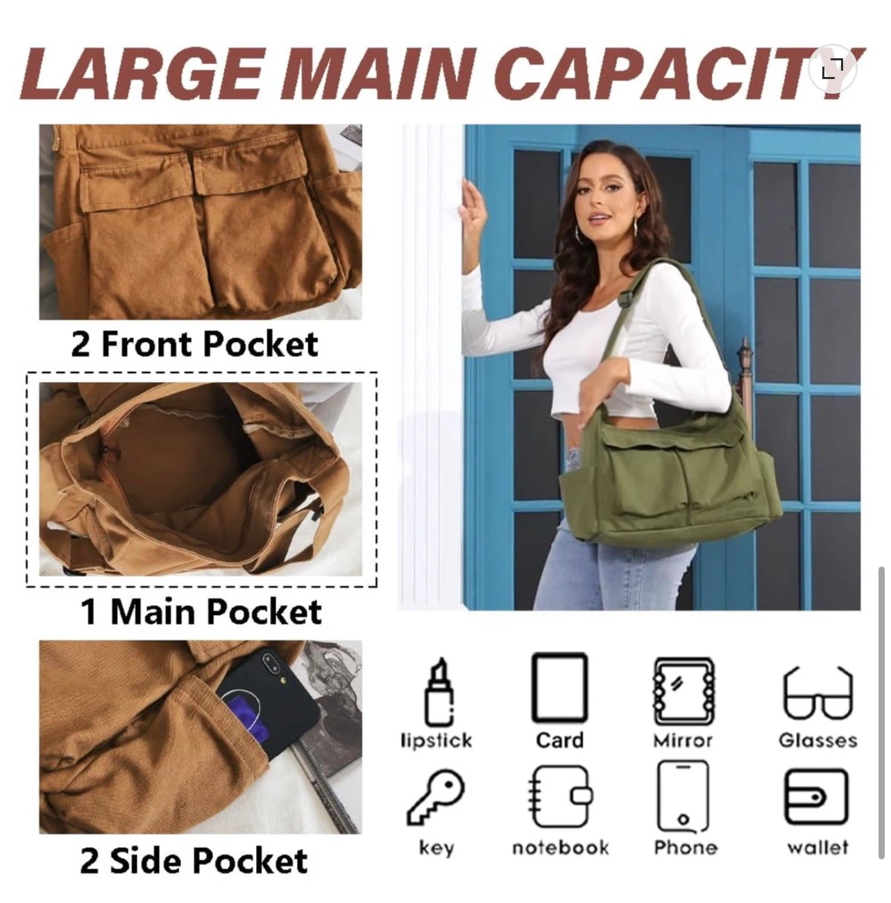 Canvas Crossbody Messenger Bag - photo 3