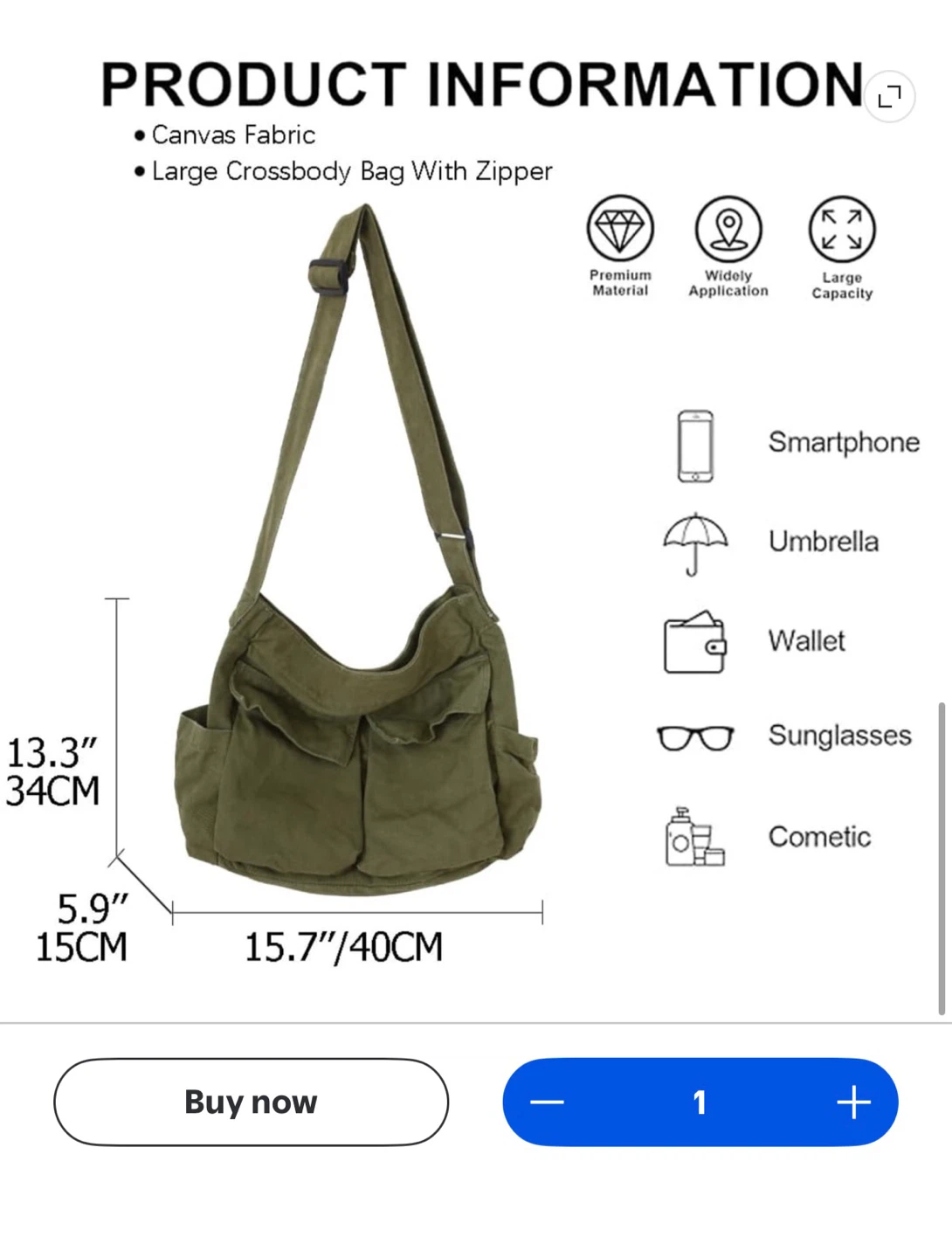 Canvas Crossbody Messenger Bag - photo 5