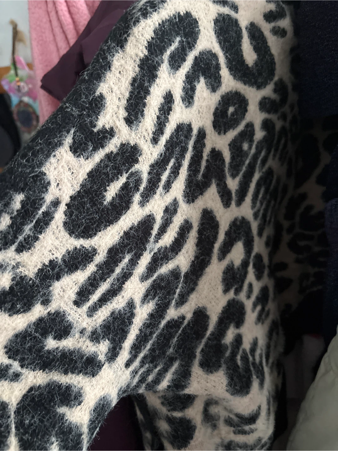 Leopard Print Knit Zipped Bomber Jacket