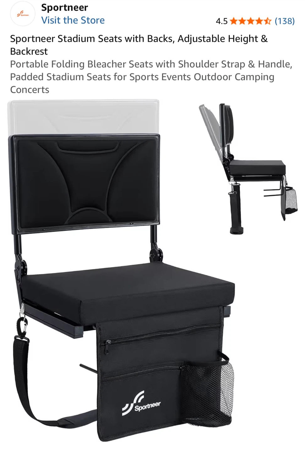 Sportneer Portable Folding Stadium Seat